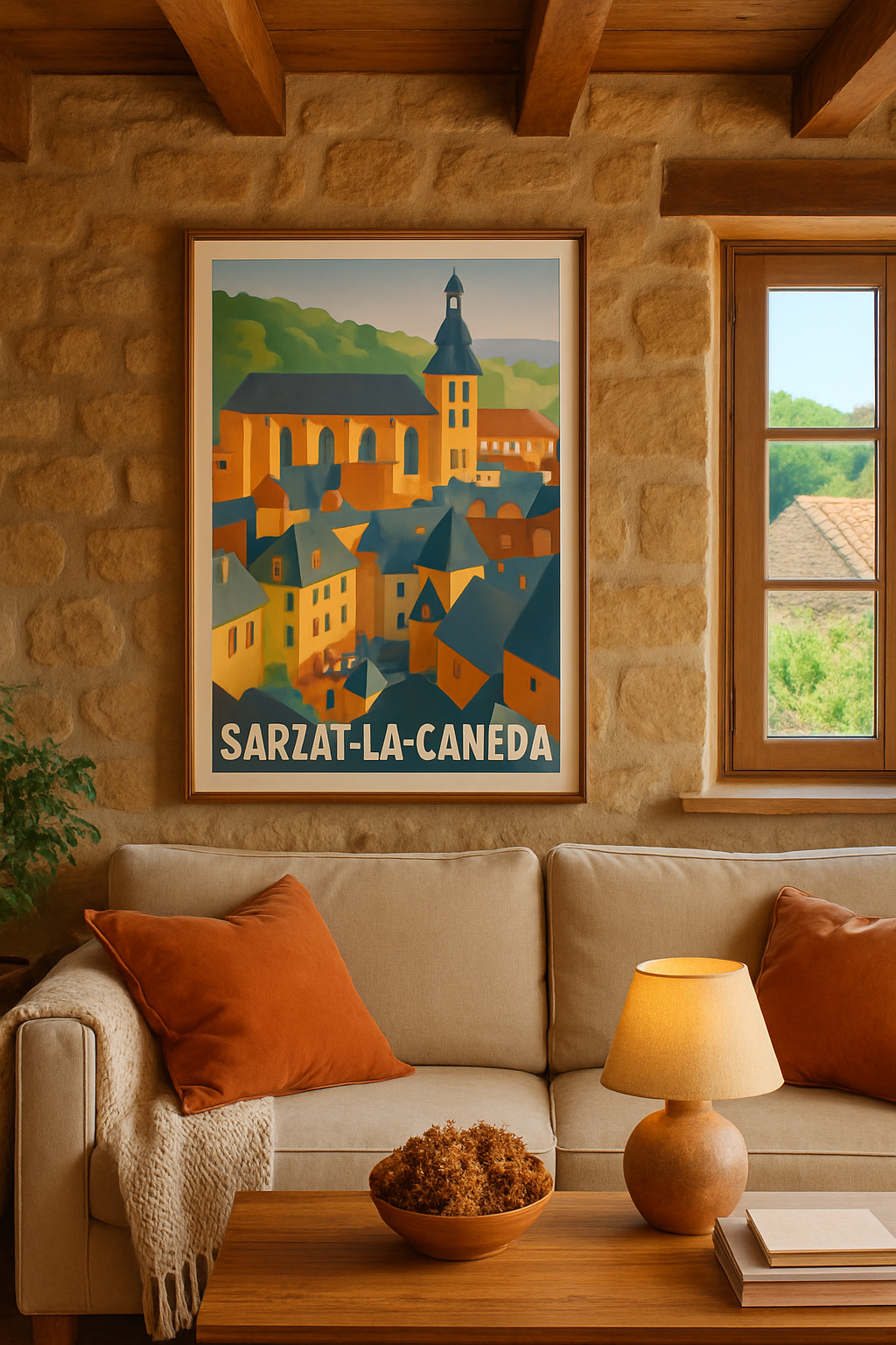 Affiche Sarlat-la-Canéda — Charme médiéval au cœur du Périgord · poster d'art de Sarlat-la-Canéda