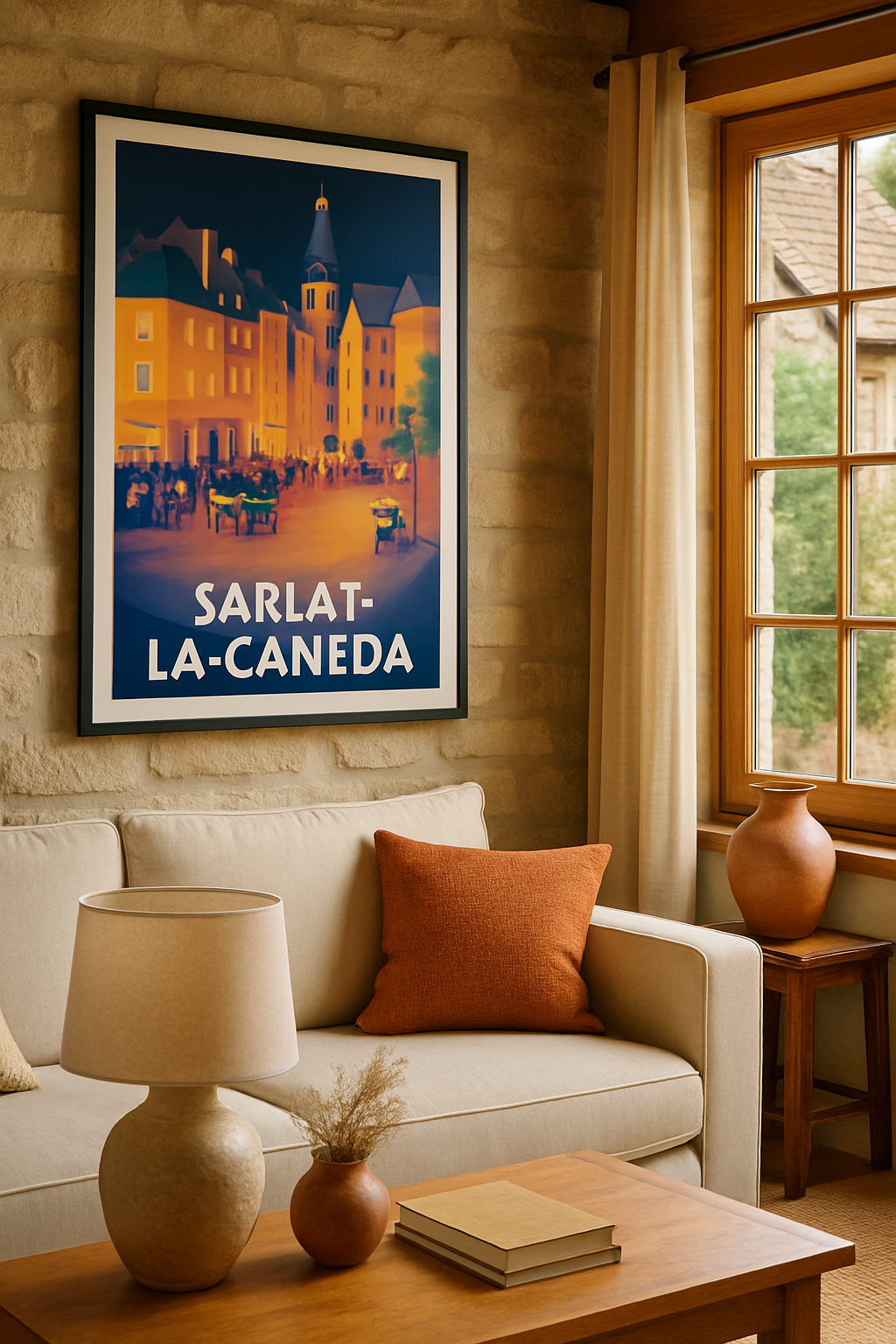 Dordogne France Affiche de Sarlat-la-Canéda - L'atmosphère conviviale au cœur de la ville