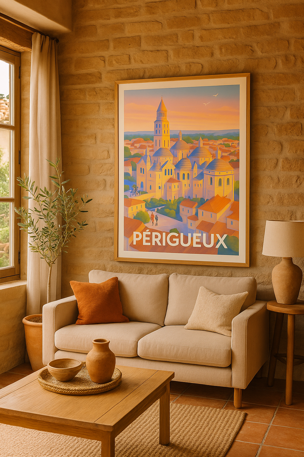 Affiche Périgueux — Charme et histoire en lumière dorée · poster d'art de Périgueux