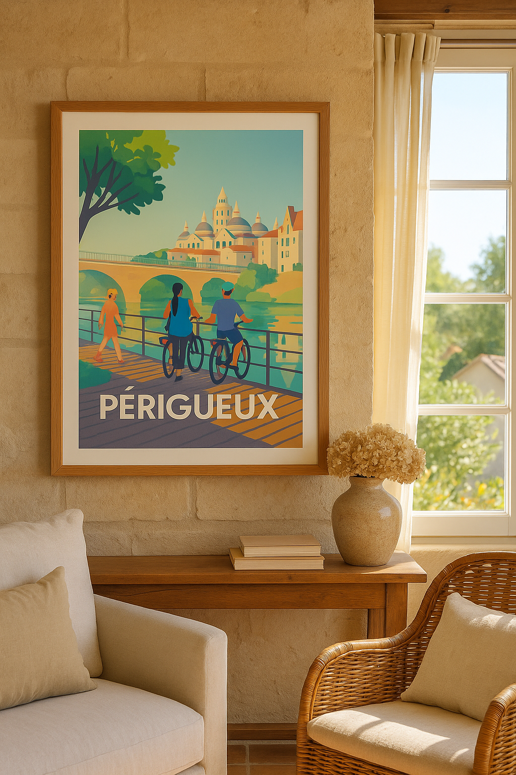 Dordogne France Affiche Périgueux - Évasion au fil de l'eau et du patrimoine