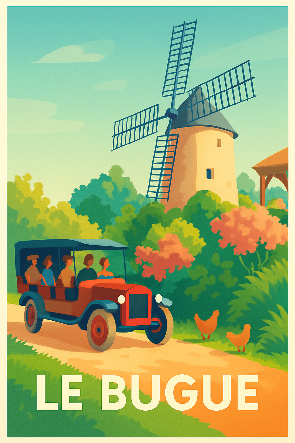 Dordogne France Pas de Cadre / 20 × 30cm Affiche de Le Bugue - Charme bucolique et vintage