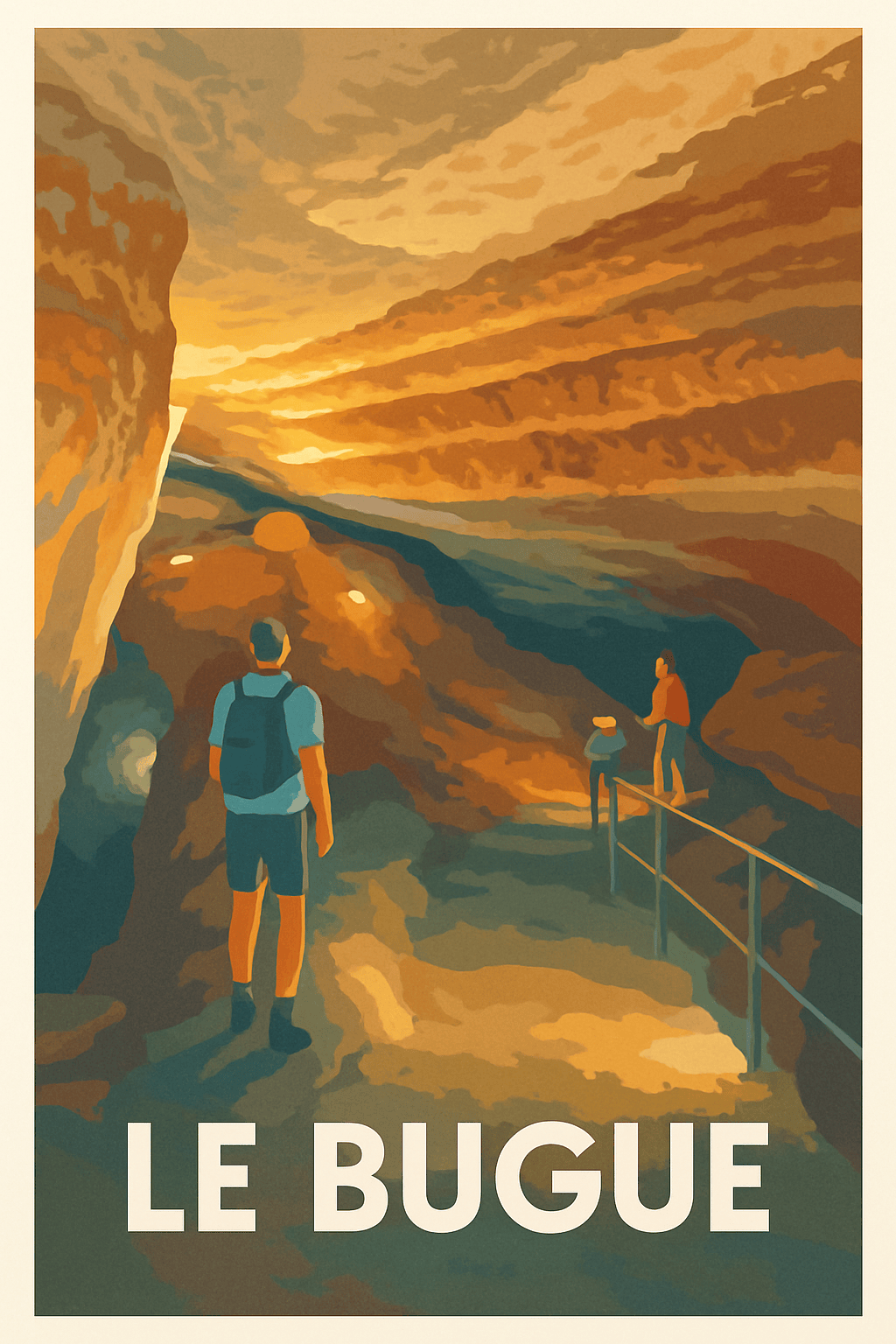 Affiche Le Bugue — Évasion au cœur des grottes lumineuses · poster d'art de Le Bugue