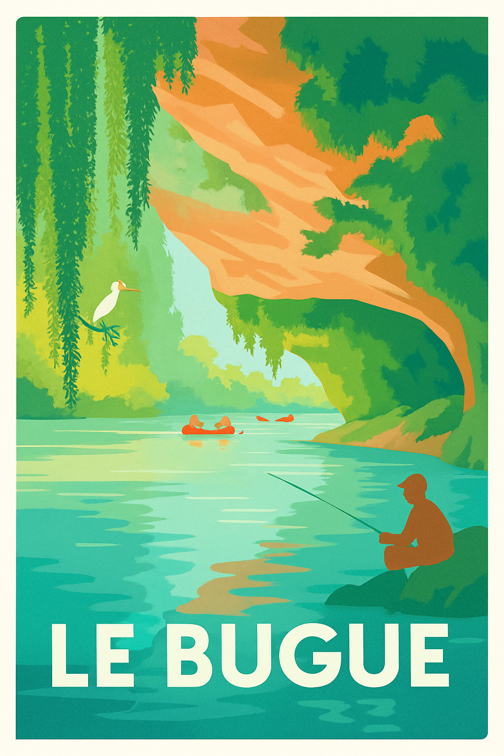 Dordogne France Pas de Cadre / 20 × 30cm Affiche de Le Bugue - Évasion et nature au fil de l'eau
