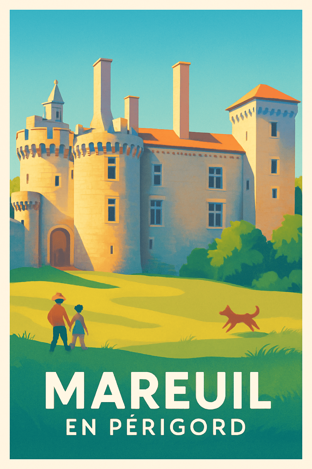 Dordogne France Pas de Cadre / 20 × 30cm Affiche de Mareuil en Périgord - Charme et histoire au cœur du Périgord