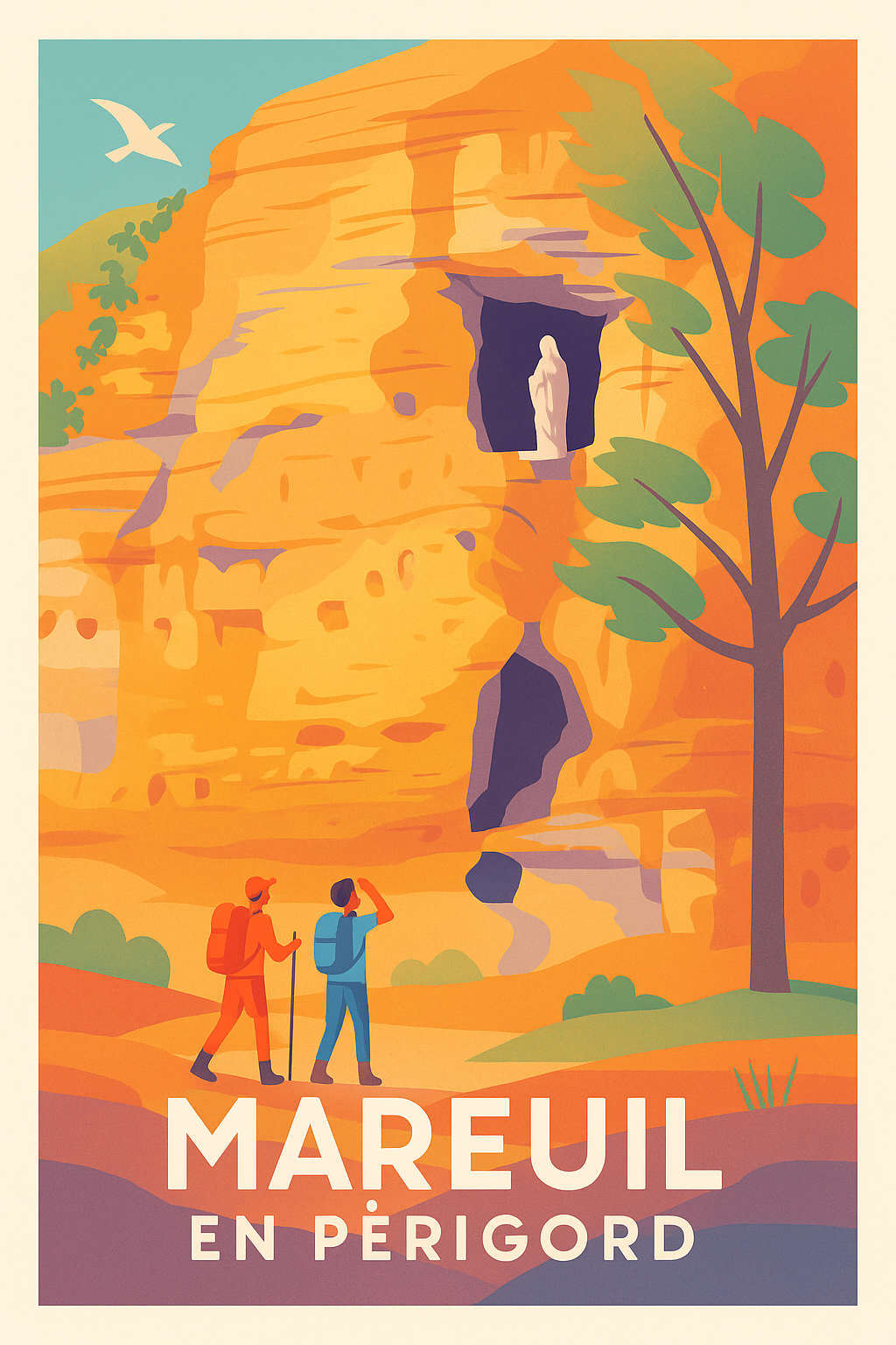 Dordogne France Pas de Cadre / 20 × 30cm Affiche de Mareuil en Périgord - Une escapade nature et patrimoine