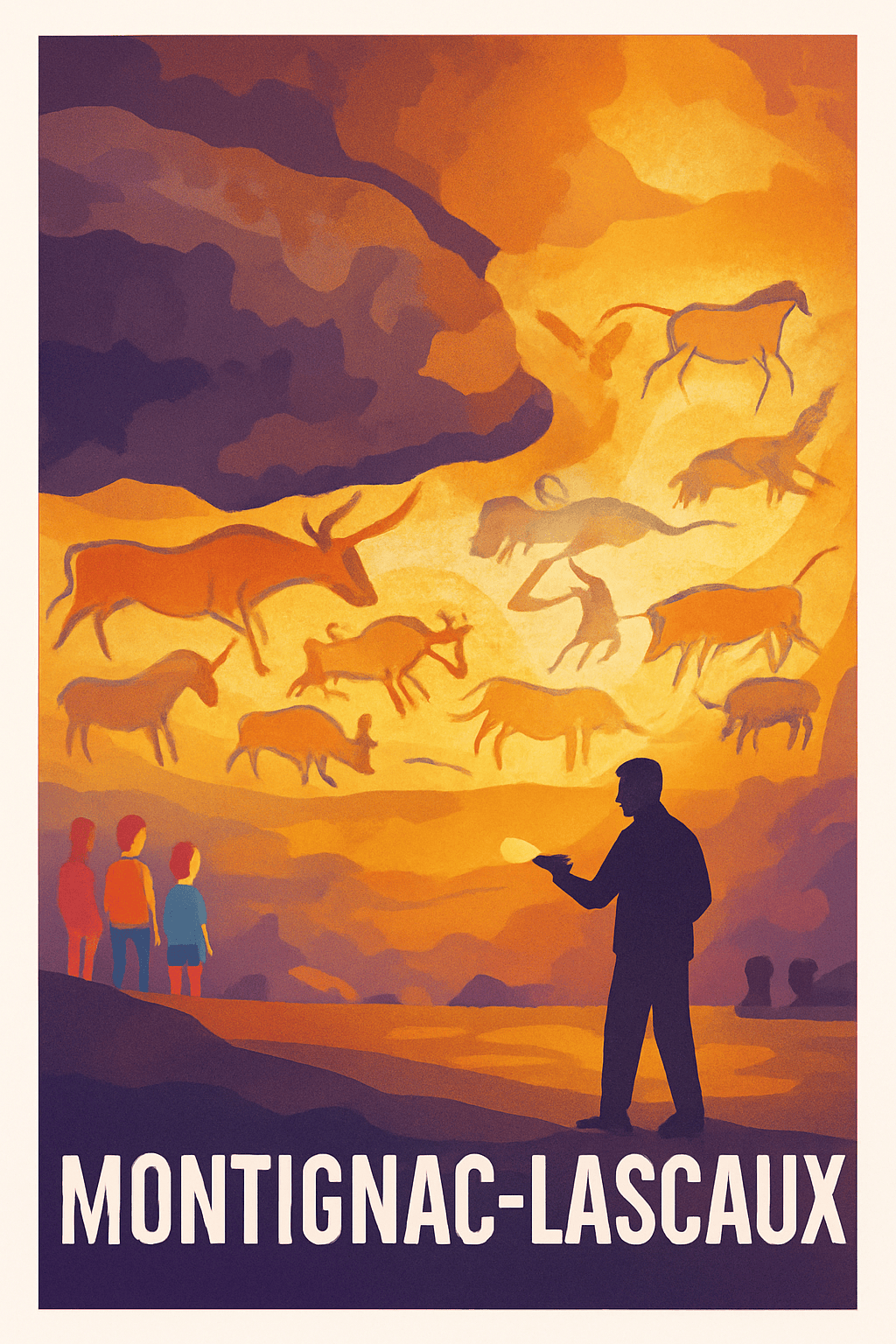 Dordogne France Pas de Cadre / 20 × 30cm Affiche de Montignac-Lascaux - Un voyage au cœur de la préhistoire