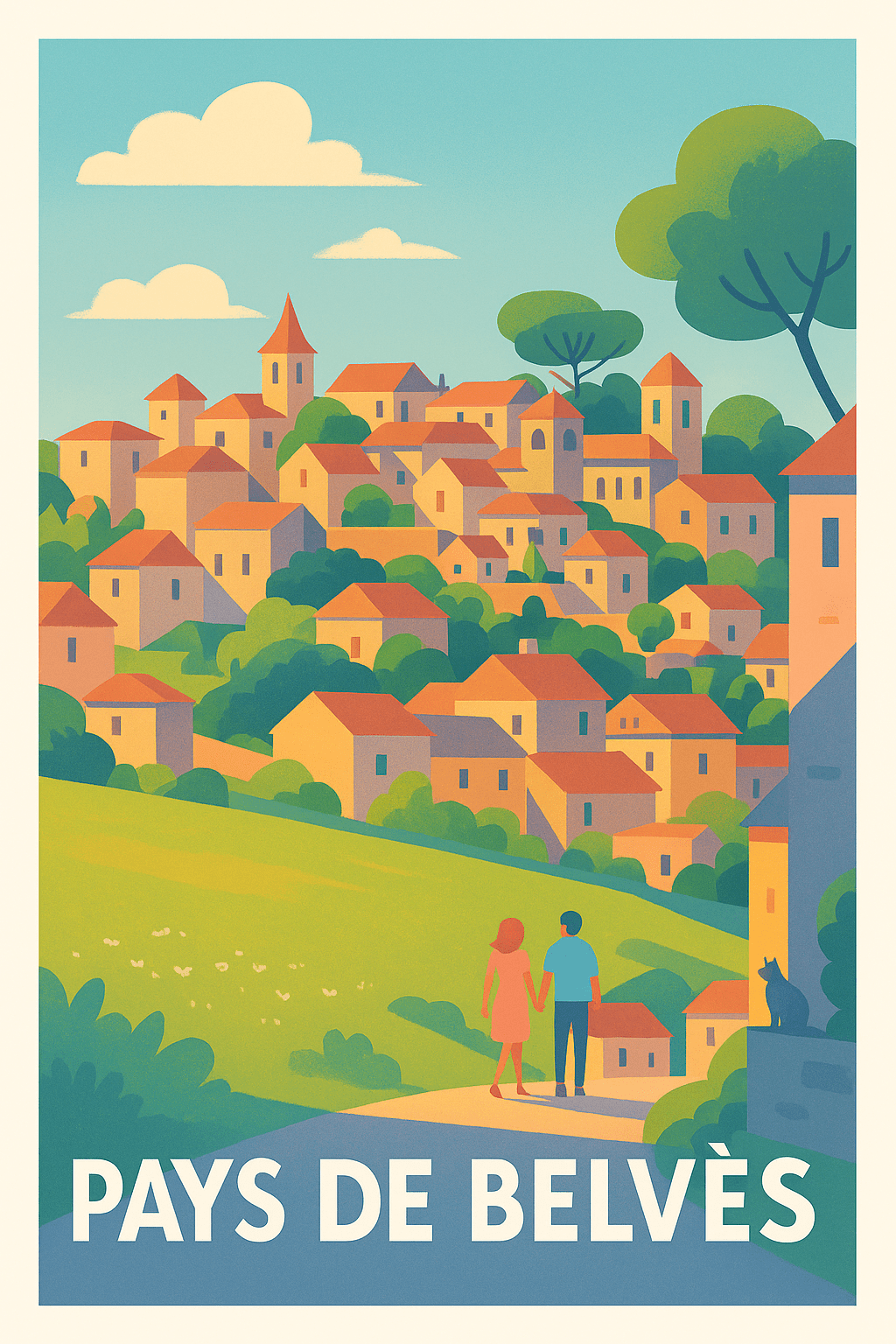 Dordogne France Pas de Cadre / 20 × 30cm Affiche de Pays de Belvès - Charme intemporel en Dordogne