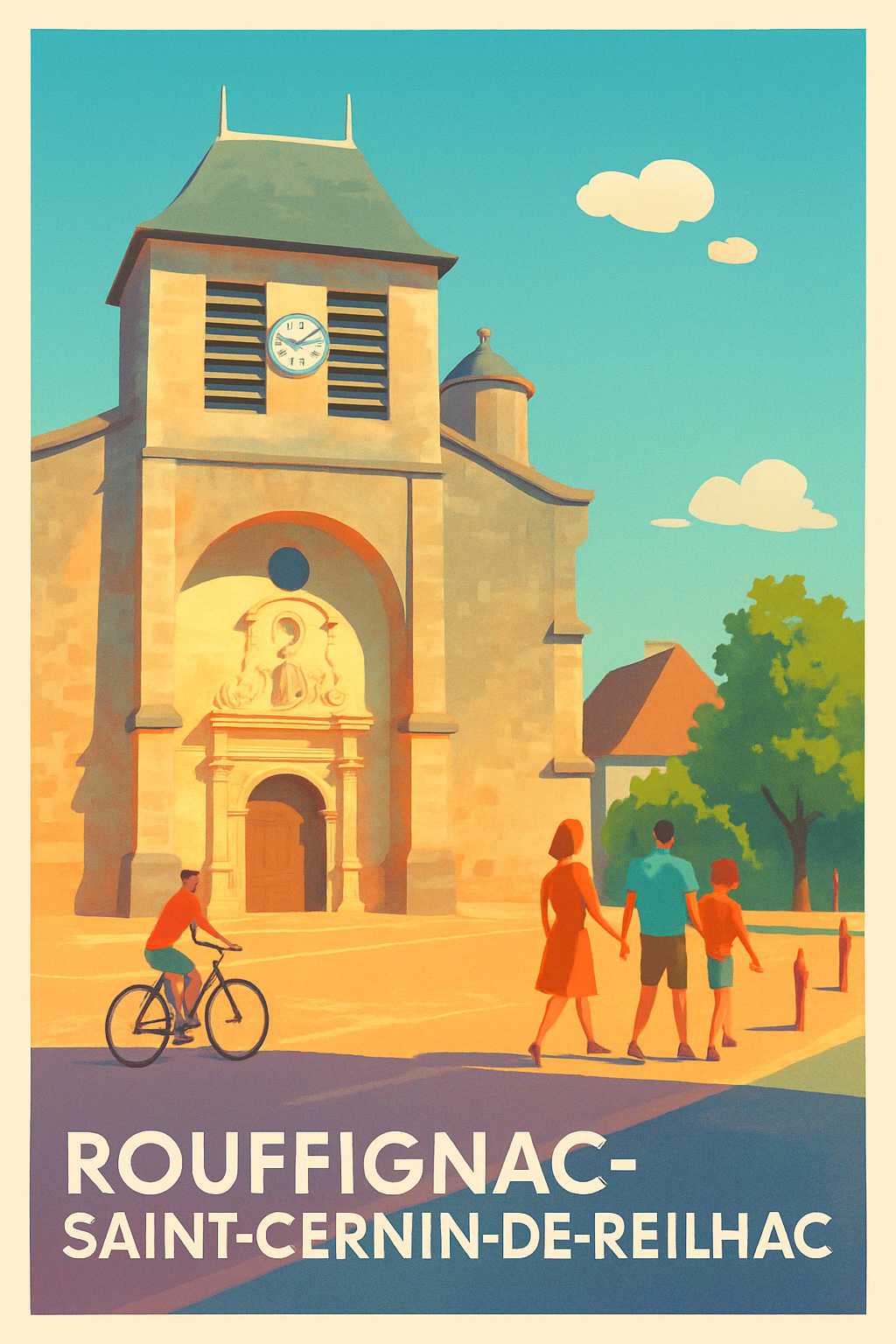 Dordogne France Pas de Cadre / 20 × 30cm Affiche de Rouffignac-Saint-Cernin-de-Reilhac - Charme et Sérénité en Dordogne