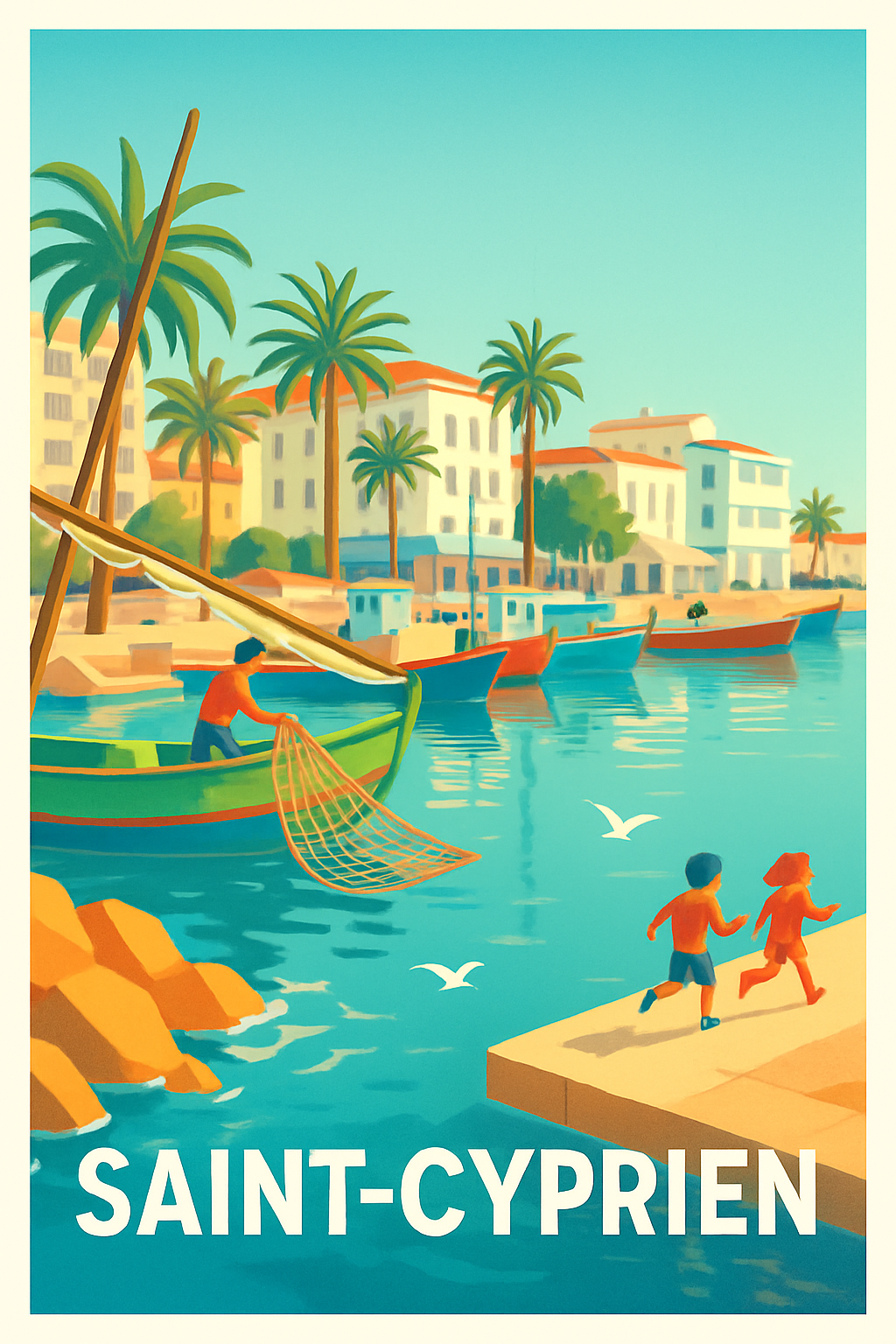 Dordogne France Pas de Cadre / 20 × 30cm Affiche de Saint-Cyprien - Charme côtier et douceur de vivre