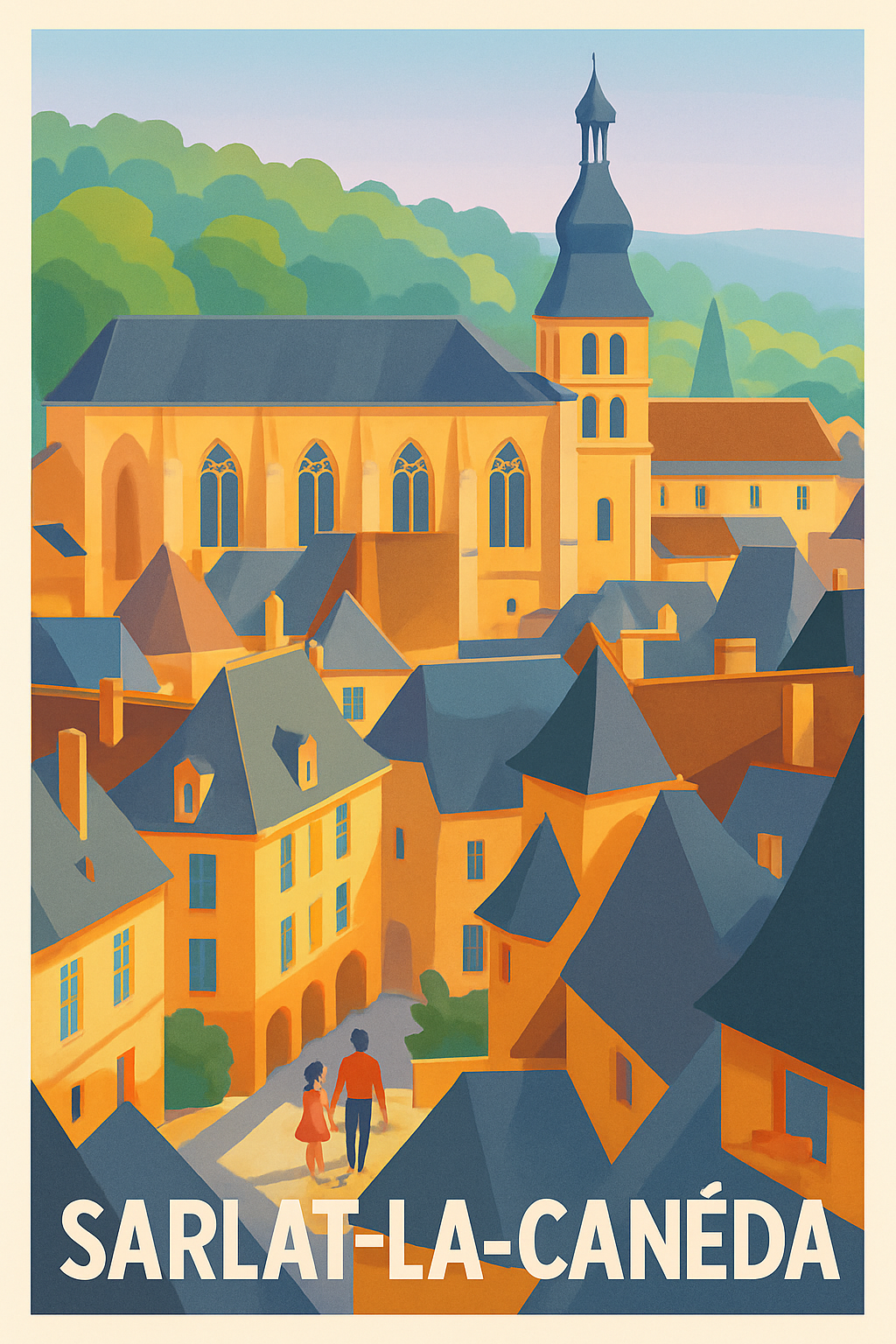 Dordogne France Pas de Cadre / 20 × 30cm Affiche de Sarlat-la-Canéda - Charme médiéval au cœur du Périgord