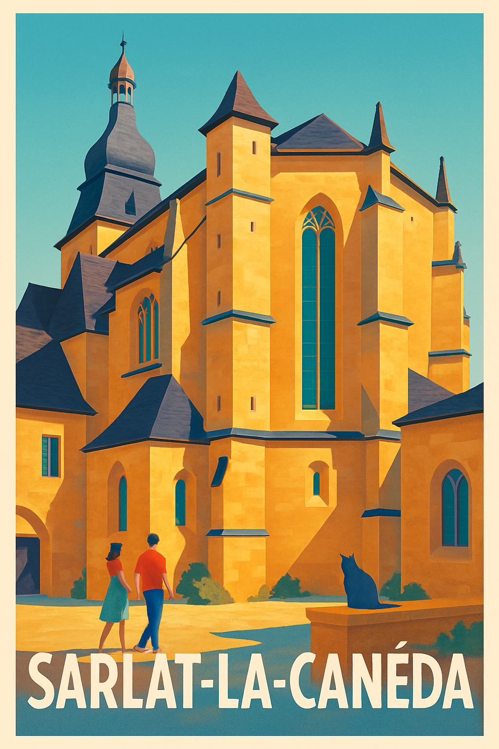 Dordogne France Pas de Cadre / 20 × 30cm Affiche de Sarlat-la-Canéda - Charme Médiéval et Sérénité