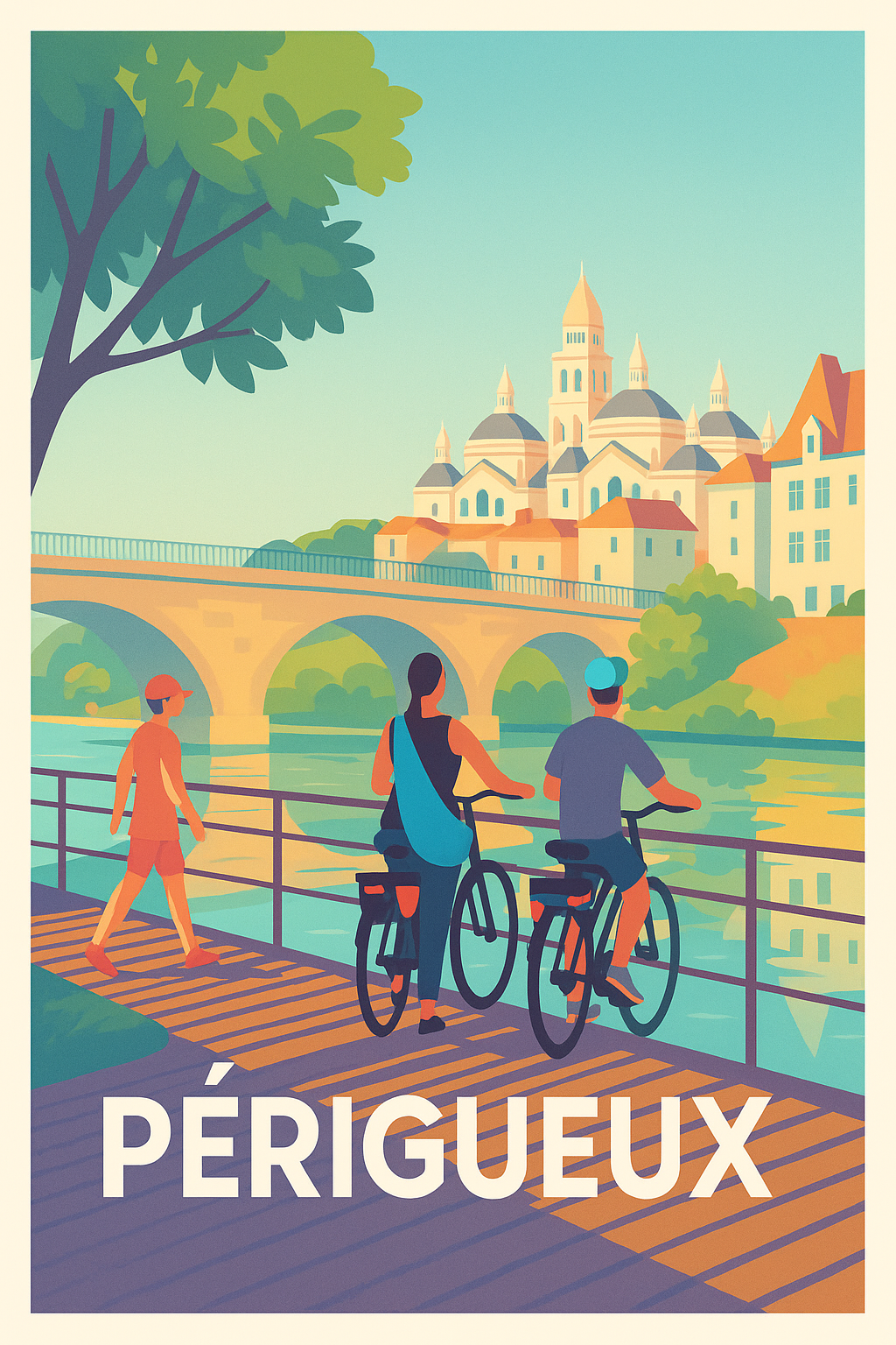 Dordogne France Pas de Cadre / 20 × 30cm Affiche Périgueux - Évasion au fil de l'eau et du patrimoine