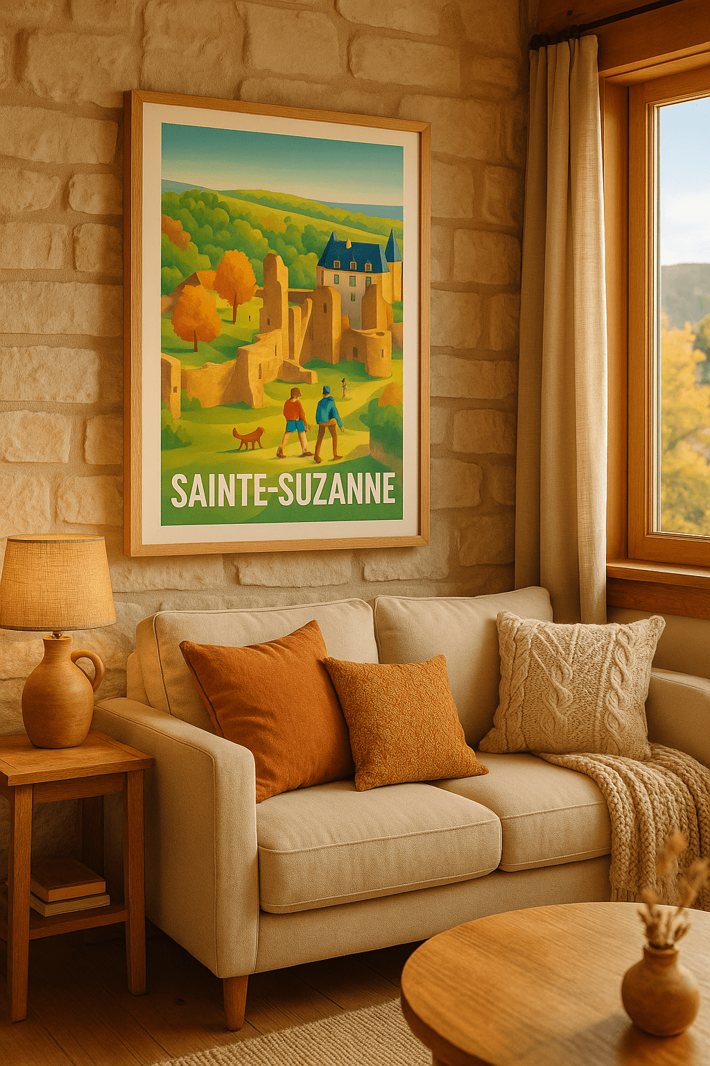 Affiche Sainte-Suzanne — Promenade au cœur d’un patrimoine authentique · poster d'art de Sainte-Suzanne