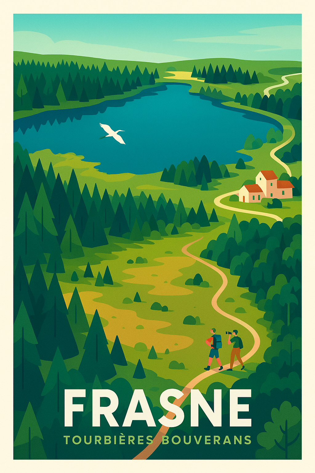 Doubs France Pas de Cadre / 20 × 30cm Affiche de Frasne - Évasion naturelle entre tourbières et forêts
