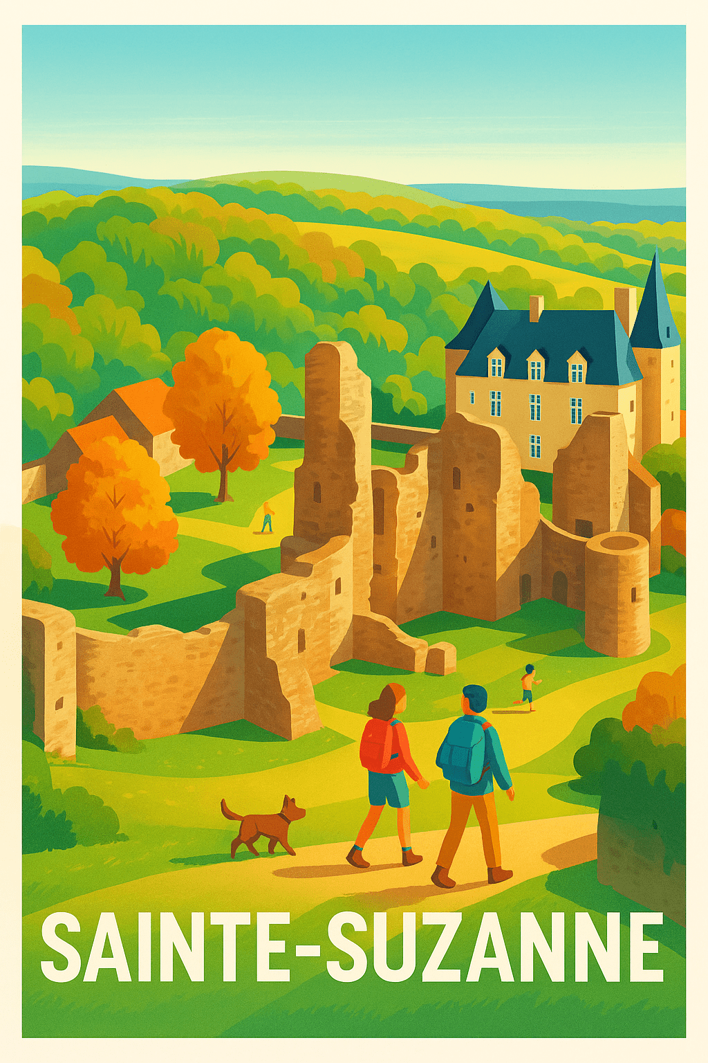 Affiche Sainte-Suzanne — Promenade au cœur d’un patrimoine authentique · poster d'art de Sainte-Suzanne