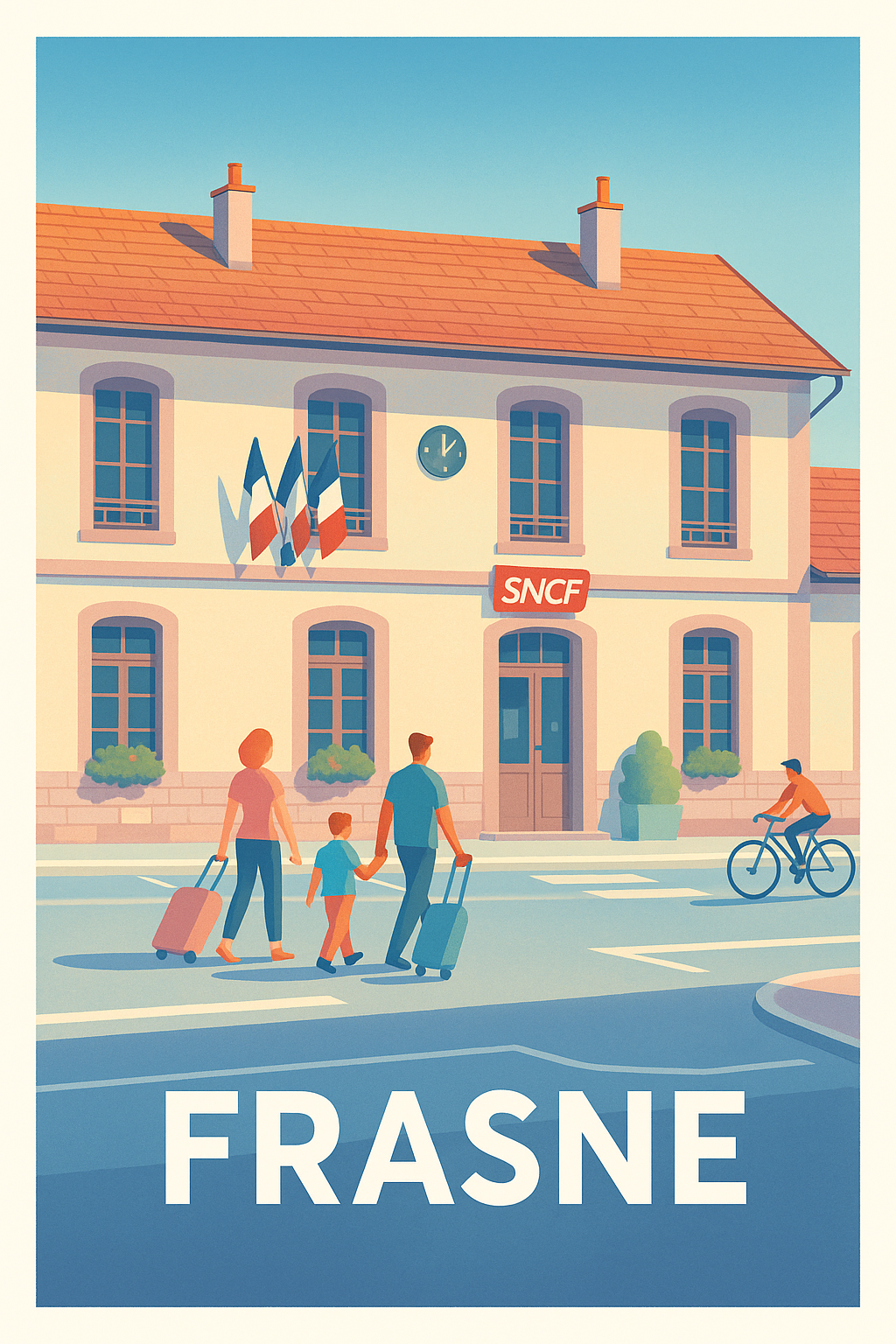 Doubs France Pas de Cadre / 20 × 30cm Affiche Frasne - Escale paisible à la gare SNCF