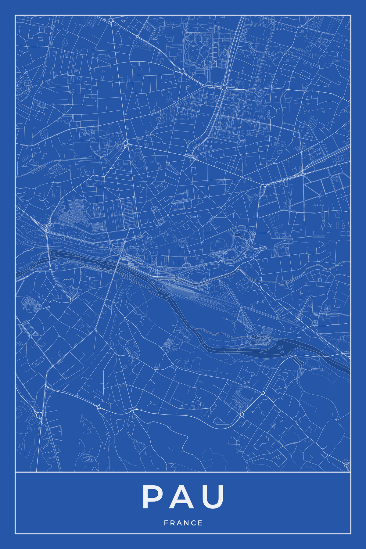 Carte de Pau bleue - Affiche personnalisée