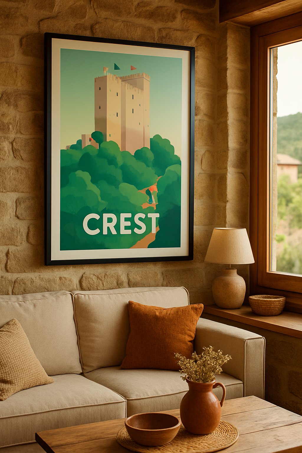 Drôme France Affiche de Crest - Le charme médiéval au cœur des montagnes