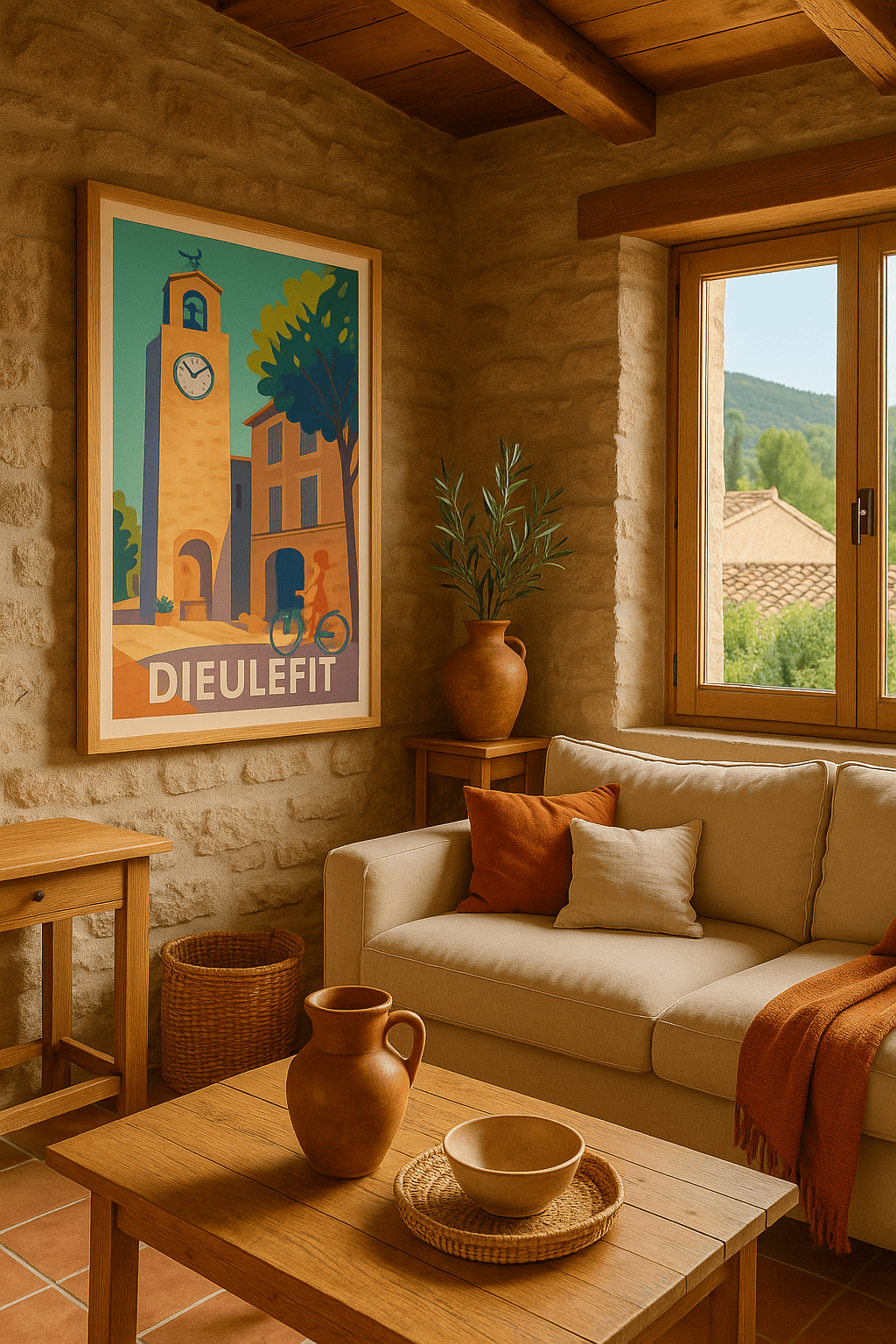 Affiche Dieulefit — Tranquillité et charme provençal · poster d'art de Dieulefit