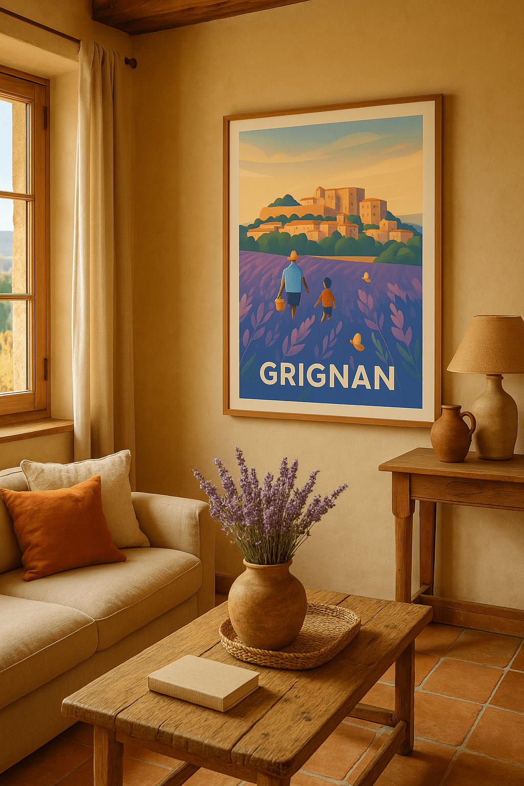 Affiche Grignan — L'âme provençale au cœur des lavandes · poster d'art de Grignan