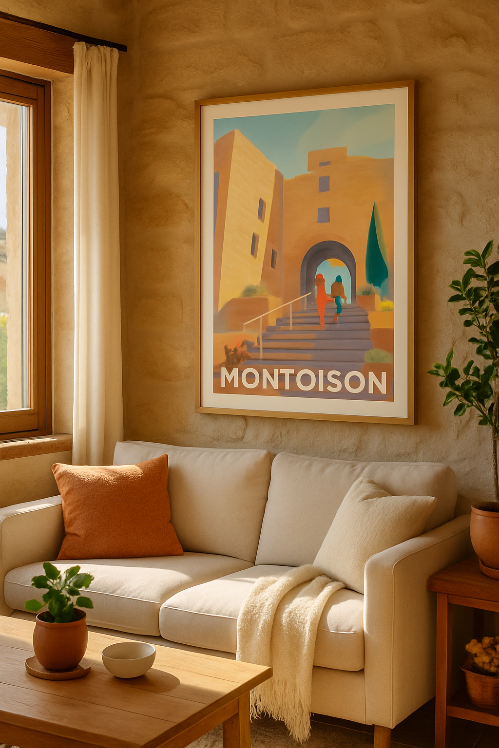 Drôme France Affiche de Montoison - Escapade ensoleillée au cœur du patrimoine
