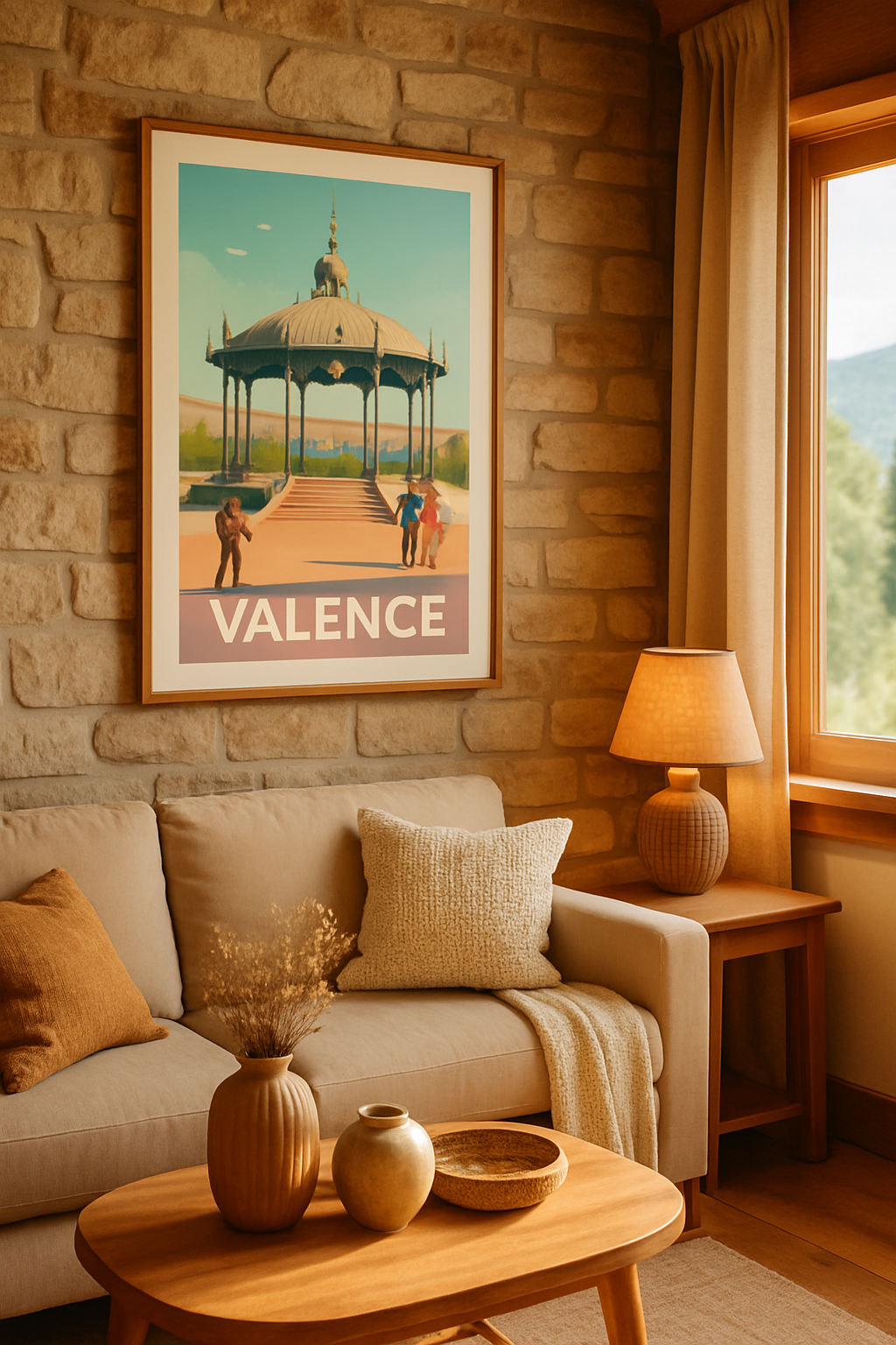 Affiche Valence — Charme romantique au kiosque Peynet · poster d'art de Valence