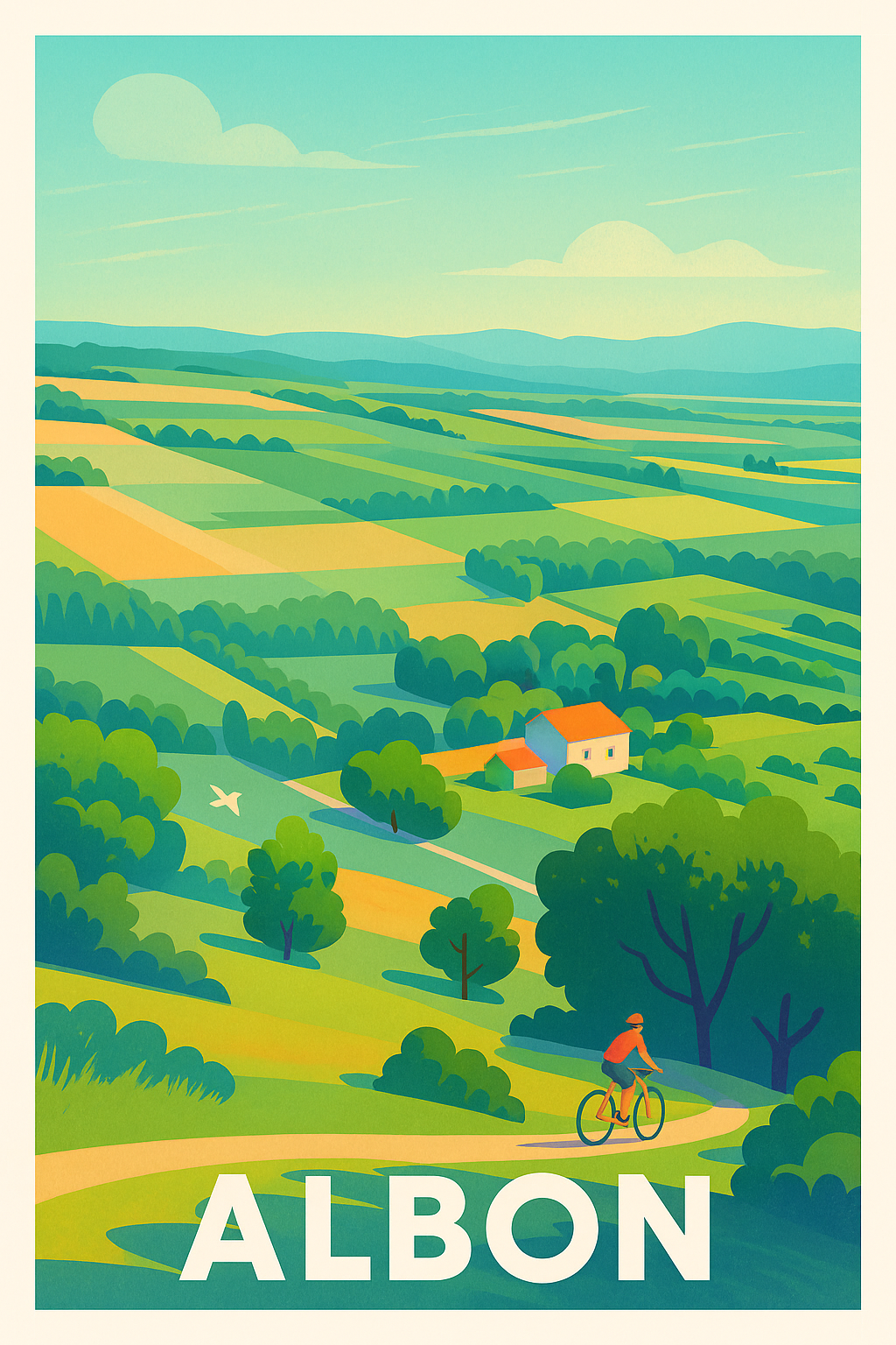 Drôme France Pas de Cadre / 20 × 30cm Affiche Albon - Évasion champêtre en Drôme verte