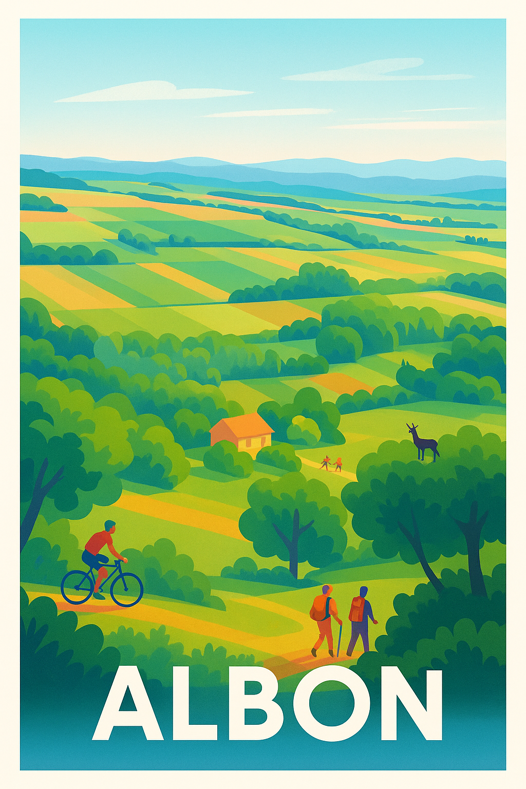 Drôme France Pas de Cadre / 20 × 30cm Affiche Albon - Évasion nature entre collines et sentiers