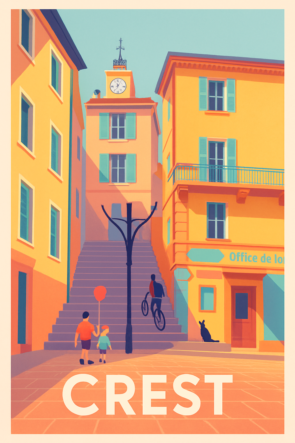 Drôme France Pas de Cadre / 20 × 30cm Affiche de Crest - Charme et luminosité en Provence