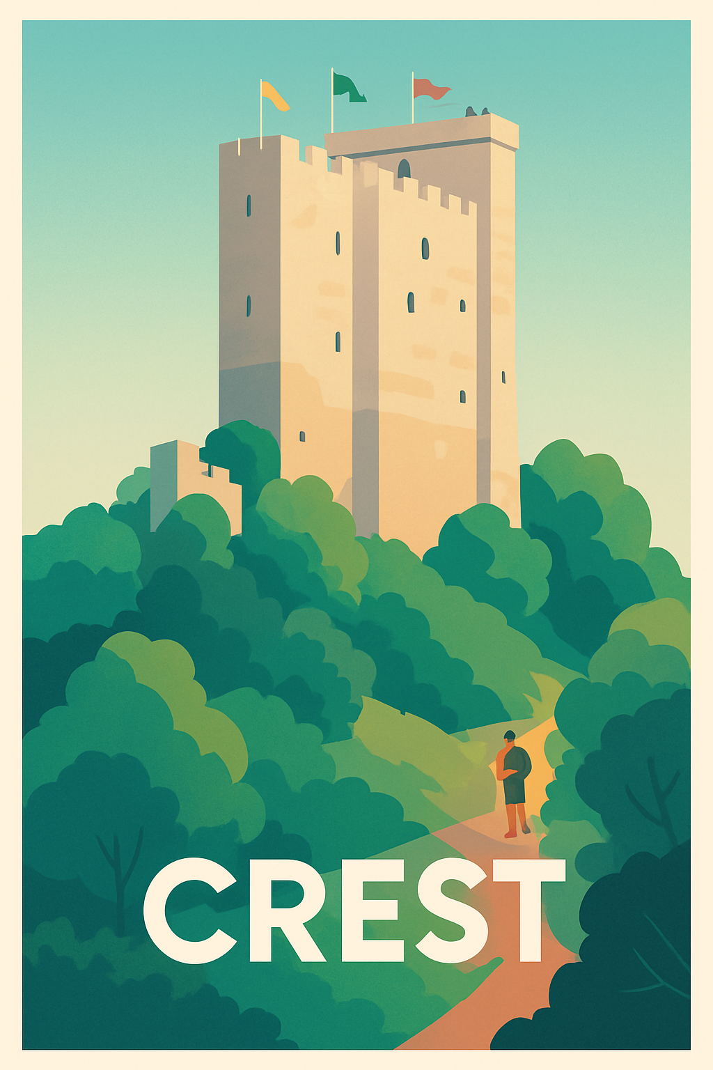 Drôme France Pas de Cadre / 20 × 30cm Affiche de Crest - Le charme médiéval au cœur des montagnes