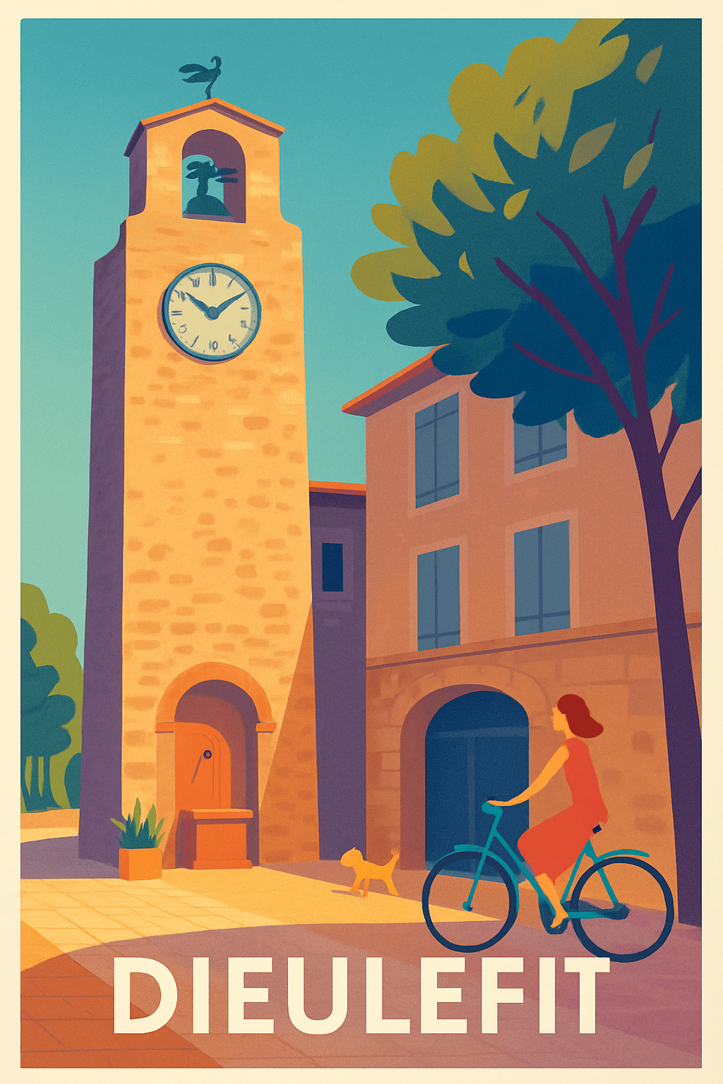 Drôme France Pas de Cadre / 20 × 30cm Affiche de Dieulefit - Tranquillité et charme provençal