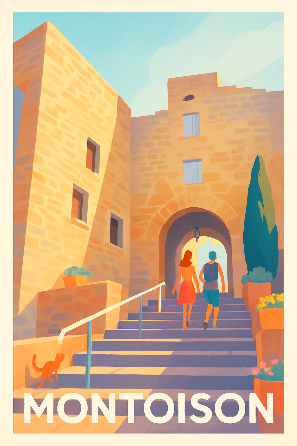 Drôme France Pas de Cadre / 20 × 30cm Affiche de Montoison - Escapade ensoleillée au cœur du patrimoine