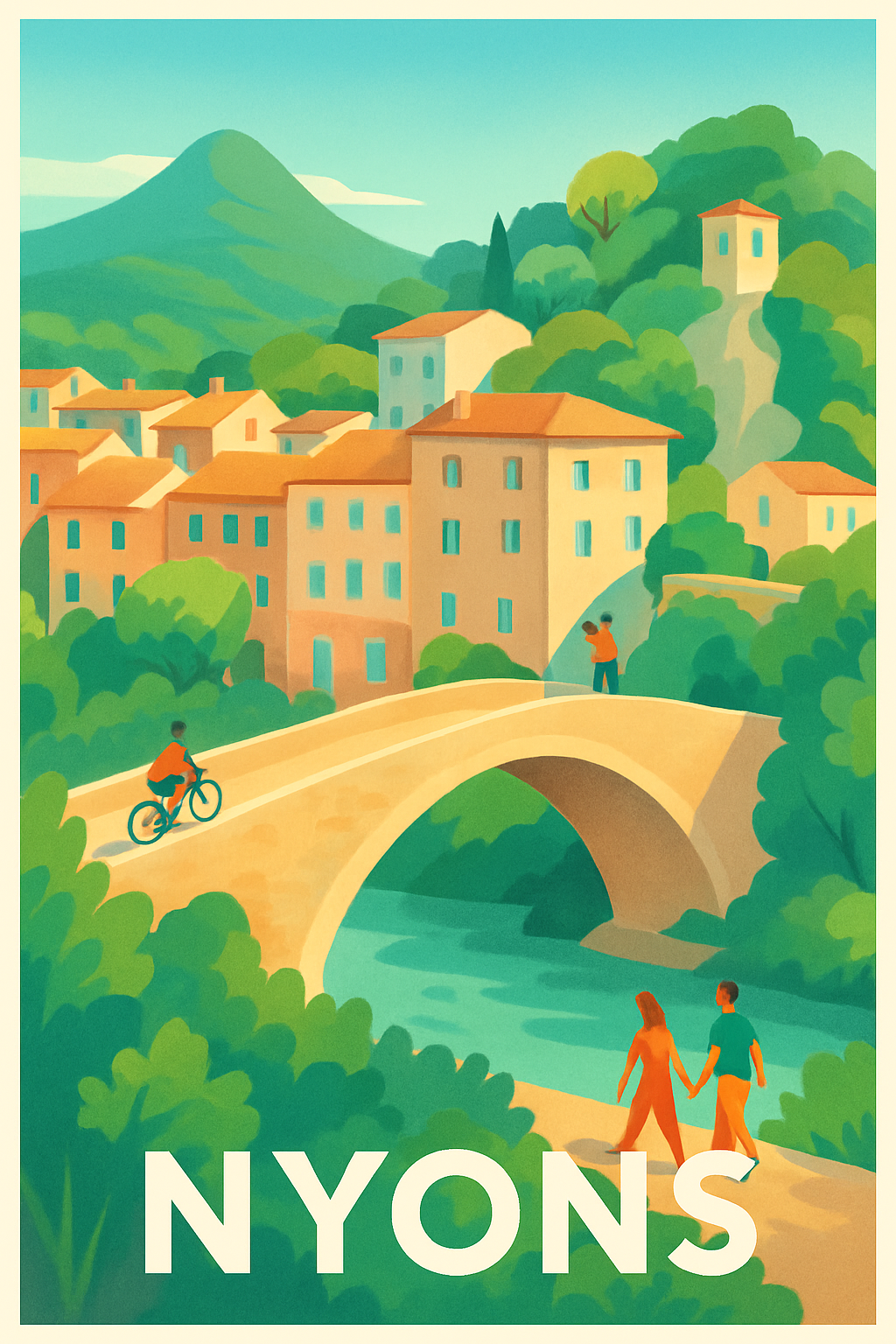 Drôme France Pas de Cadre / 20 × 30cm Affiche de Nyons - Charme et Sérénité en Provence