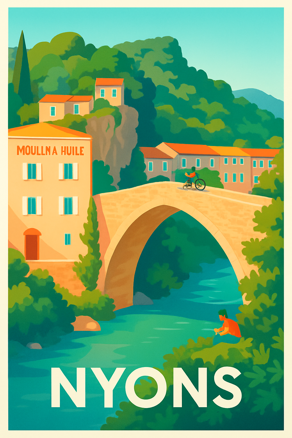 Drôme France Pas de Cadre / 20 × 30cm Affiche de Nyons - Charme Provençal et Nature Apaisante