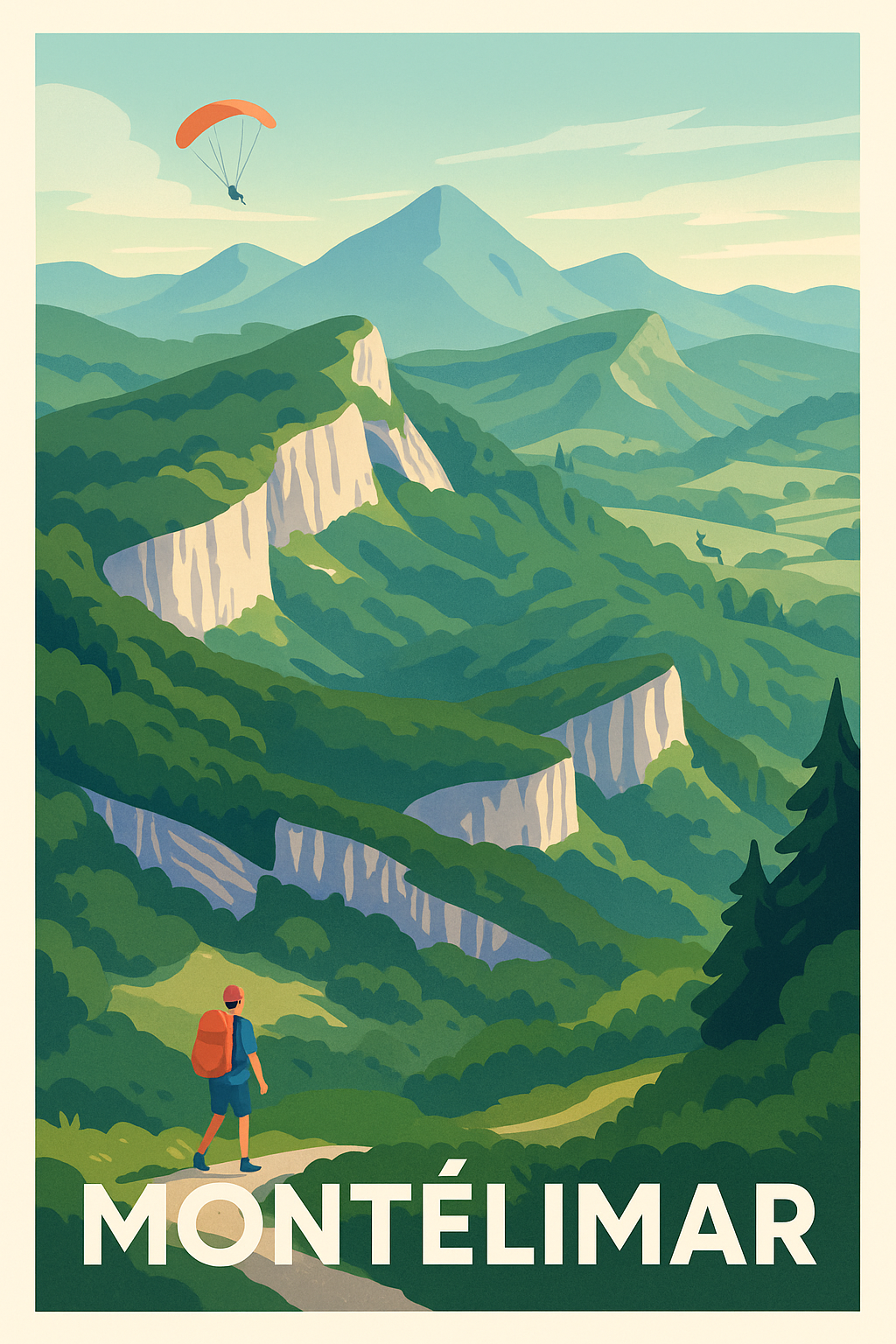 Drôme France Pas de Cadre / 20 × 30cm Affiche Montélimar - Évasion nature au cœur des montagnes