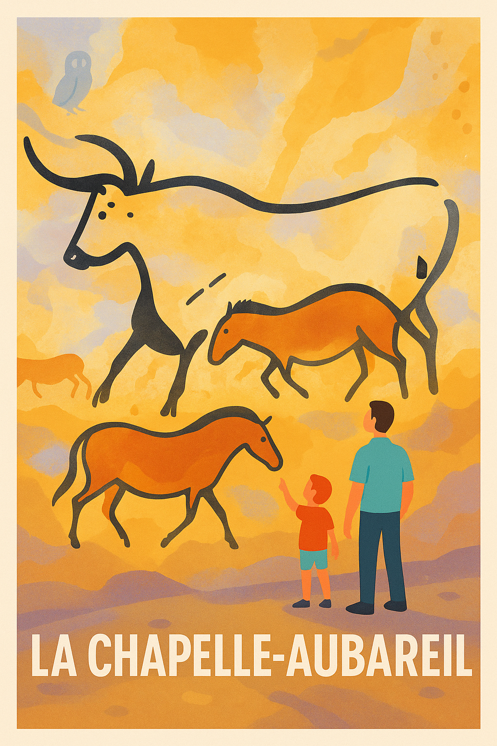 Affiche La Chapelle-Aubareil — Voyage au cœur de l'art rupestre · poster d'art de La Chapelle-Aubareil
