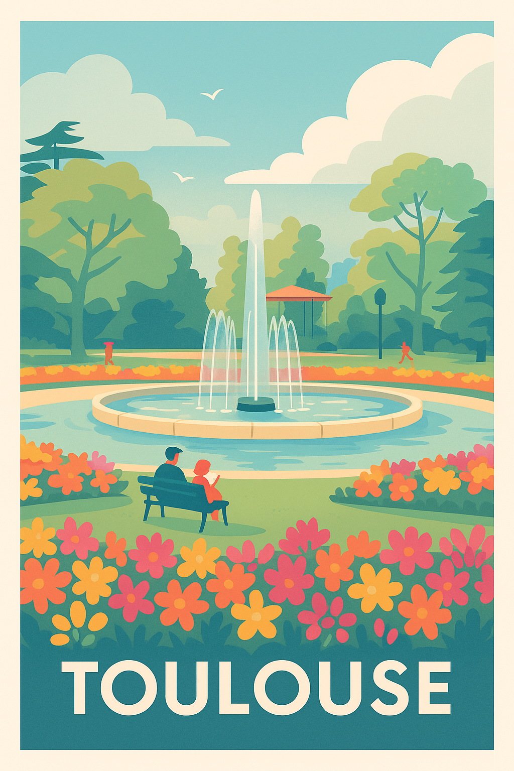 Affiche Toulouse - Instant de douceur au jardin public