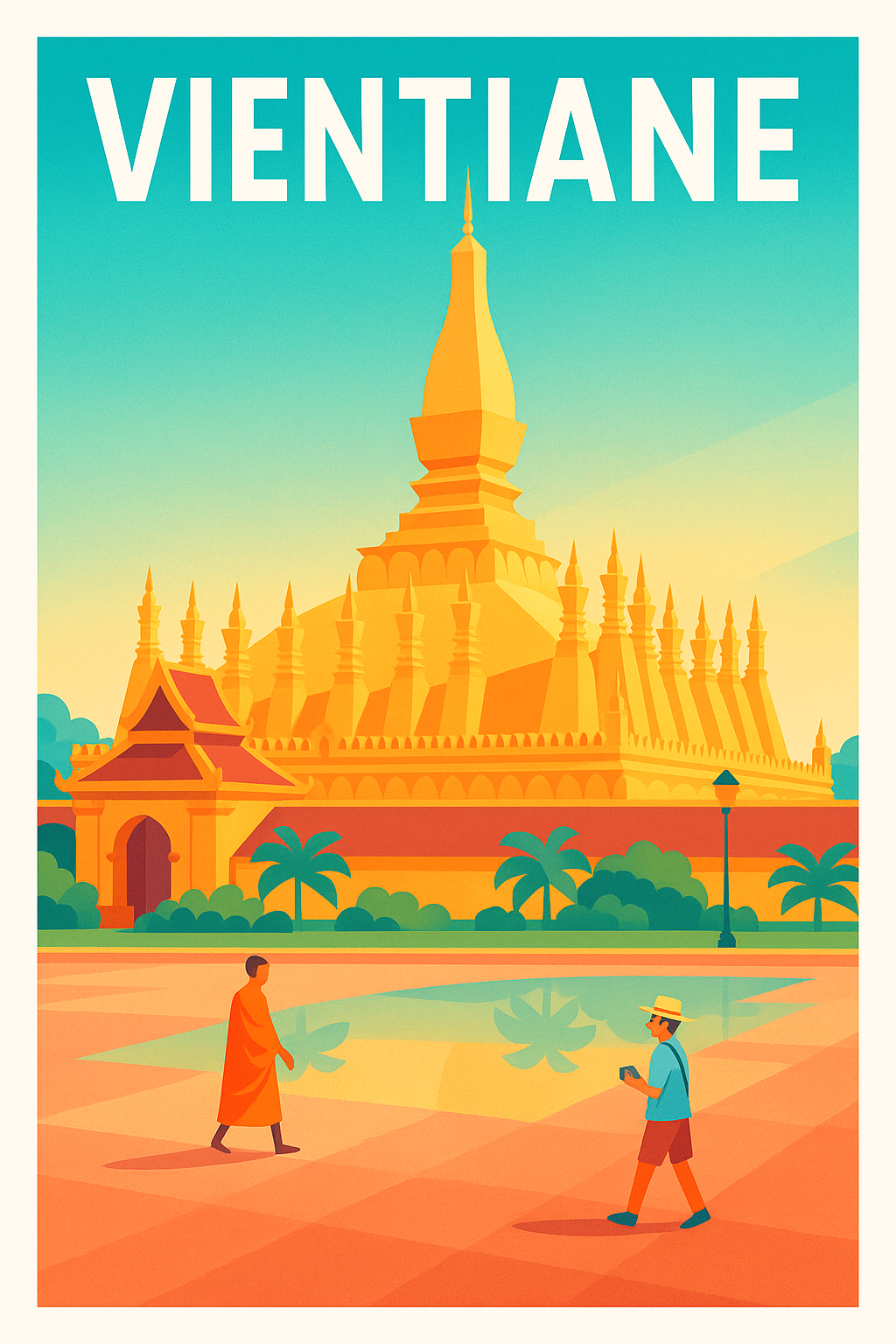 Affiche de Vientiane - Lumières dorées sur le cœur spirituel du Laos