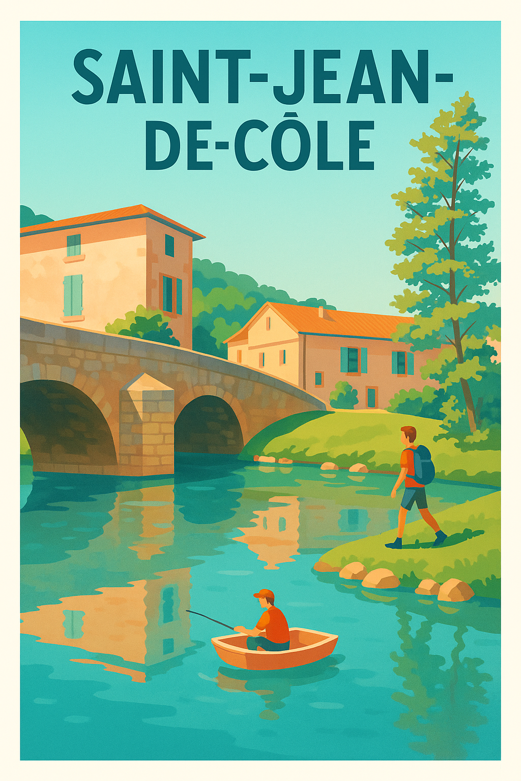 Affiche Saint-Jean-de-Côle — Charme et Tranquillité en Périgord · poster d'art de Saint-Jean-de-Côle
