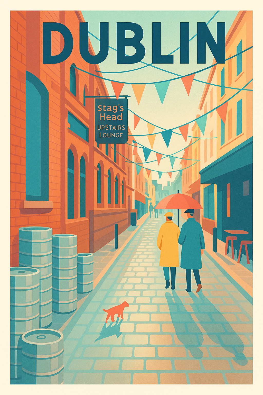 Affiche de Dublin - Balade sous la pluie dans les ruelles colorées