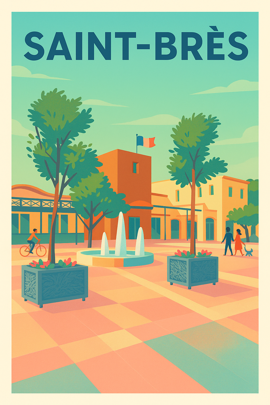 Affiche de Saint-Brès - Ambiance paisible et colorée au cœur de la ville