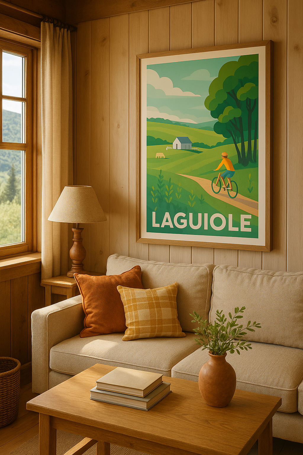 Affiche Laguiole — Escapade nature à vélo · poster d'art de Laguiole