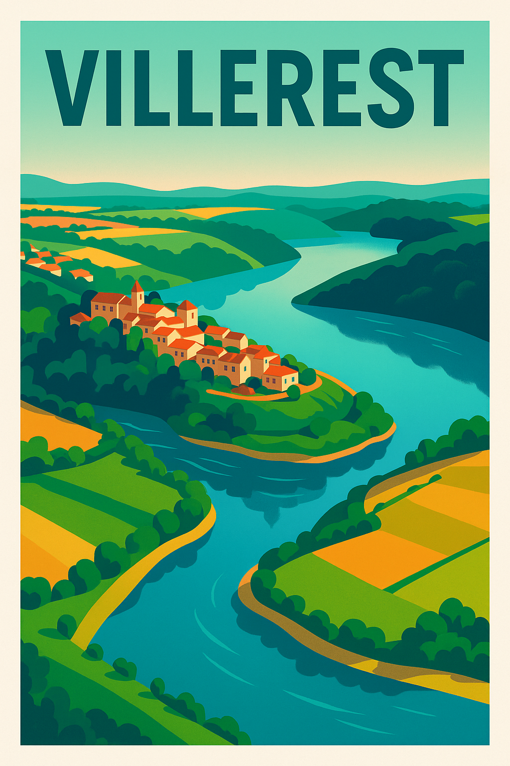 Affiche de Villerest - Le charme paisible de la Loire en poster