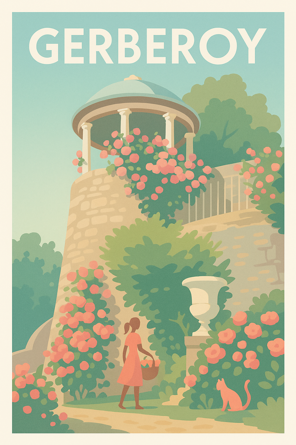 Affiche Gerberoy — Charme bucolique et jardin fleuri · poster d'art de Gerberoy