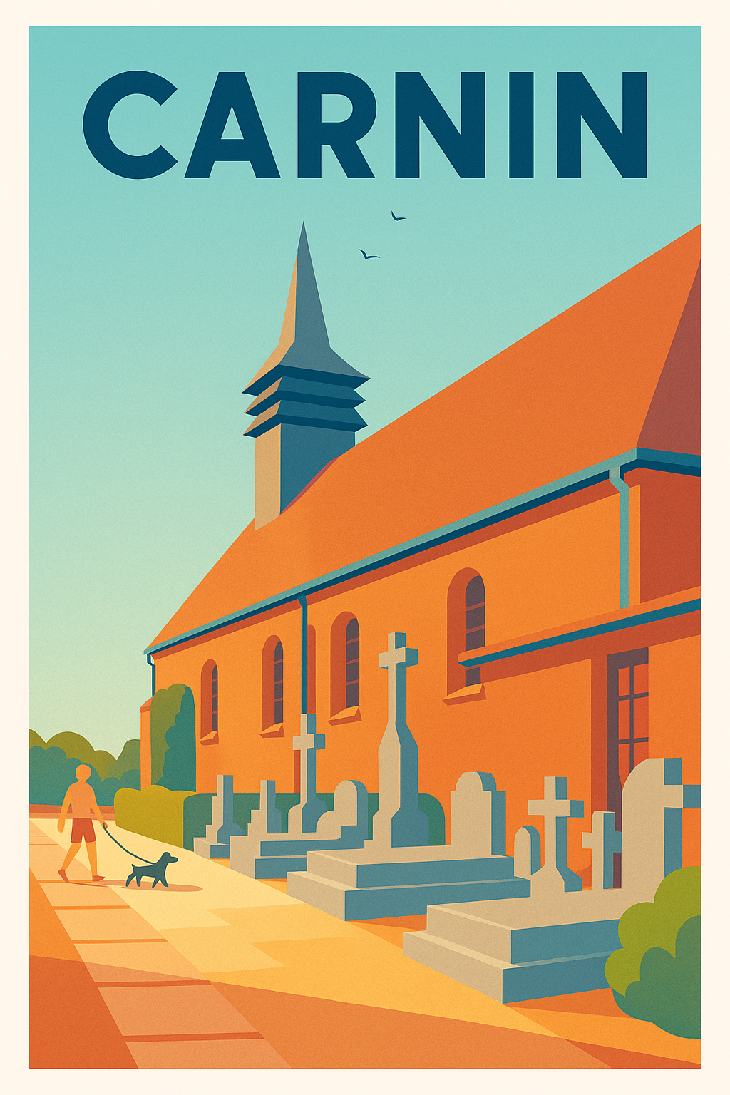 Affiche de Carnin - L'église paisible au cœur du village