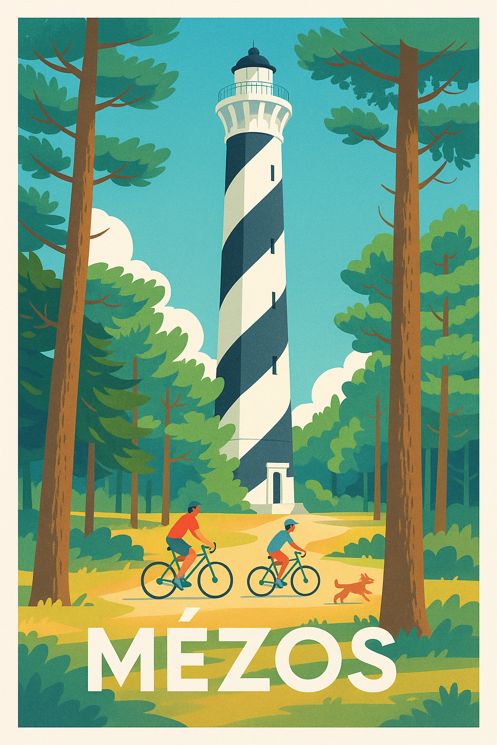 Affiche Mézos — L'évasion entre nature et phare emblématique · poster d'art de Mézos