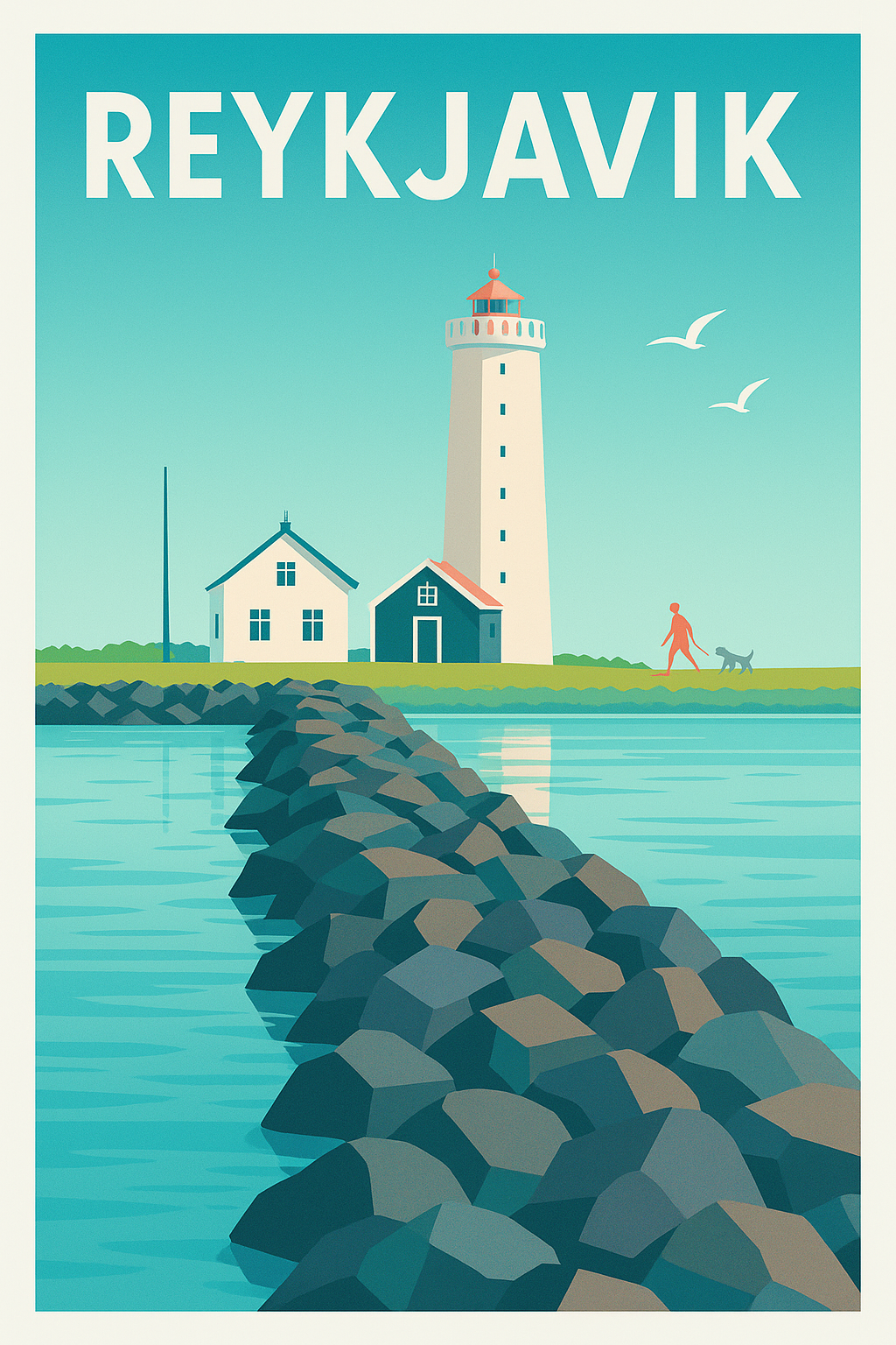 Affiche de Reykjavik - Sérénité nordique au phare côtier