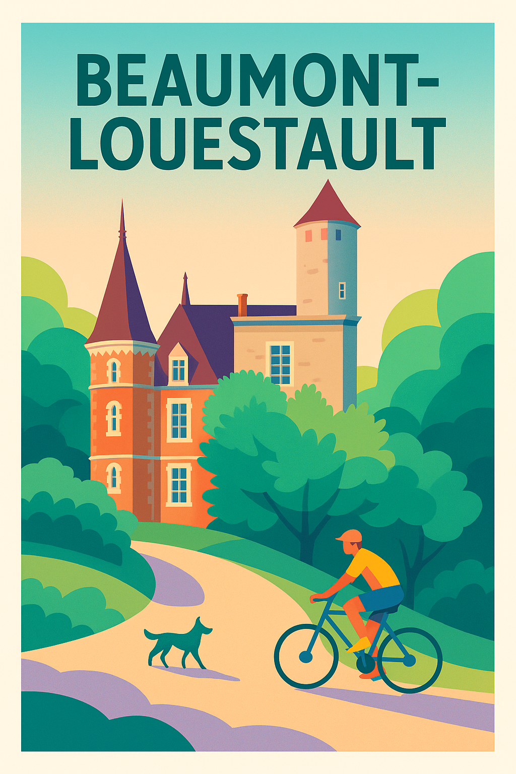Affiche de Beaumont-Louestault - L'élégance paisible des châteaux à vélo