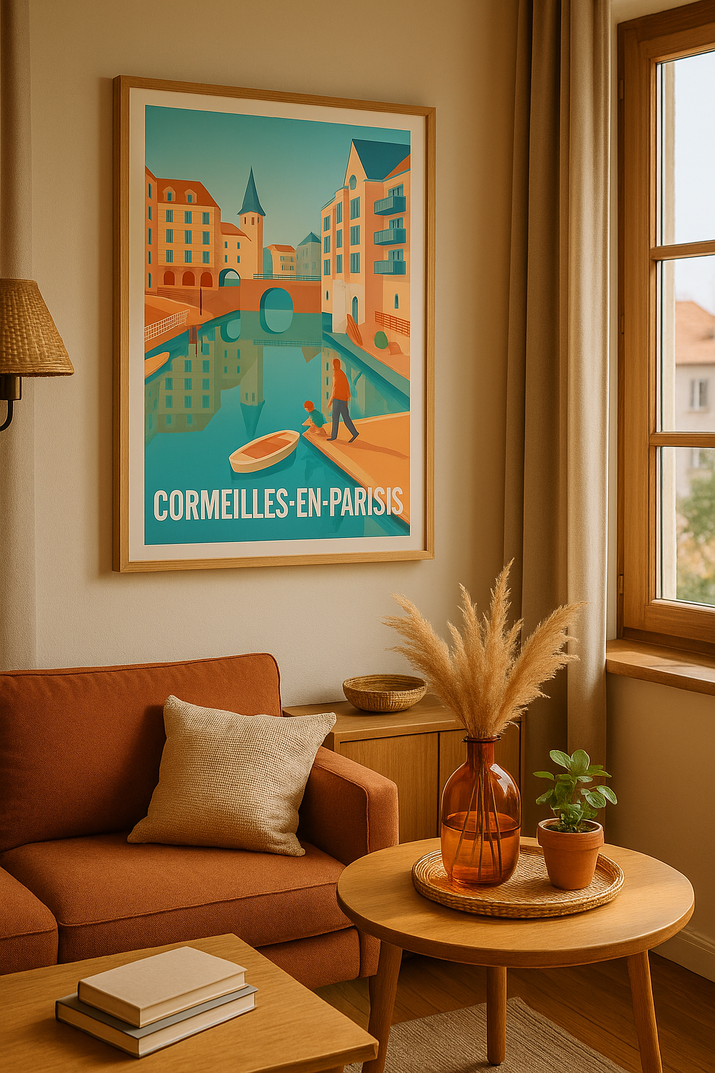 Affiche Cormeilles-en-Parisis — Charme paisible au bord de l'eau · poster d'art de Cormeilles-en-Parisis