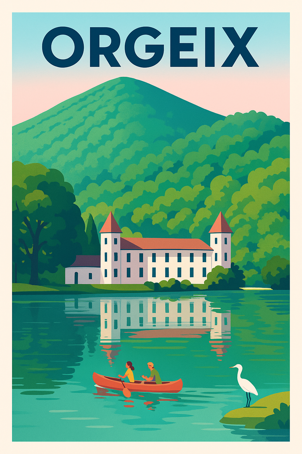 Affiche Orgeix — Sérénité au bord de l'eau pyrénéenne · poster d'art de Orgeix